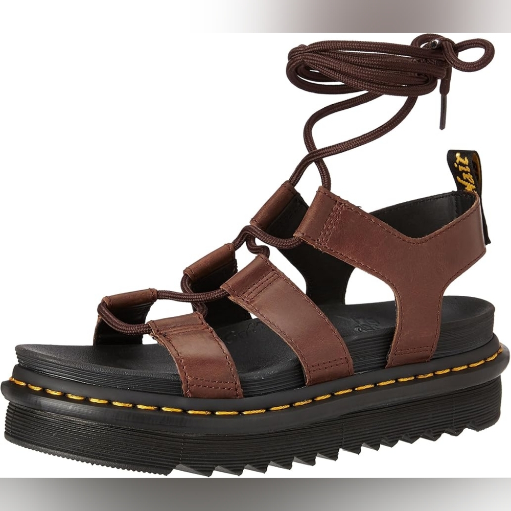 NEW Dr. Martens Nartilla Gladiator Sandals Strappy Illusion Leather Dark Brown - Picture 8 of 8